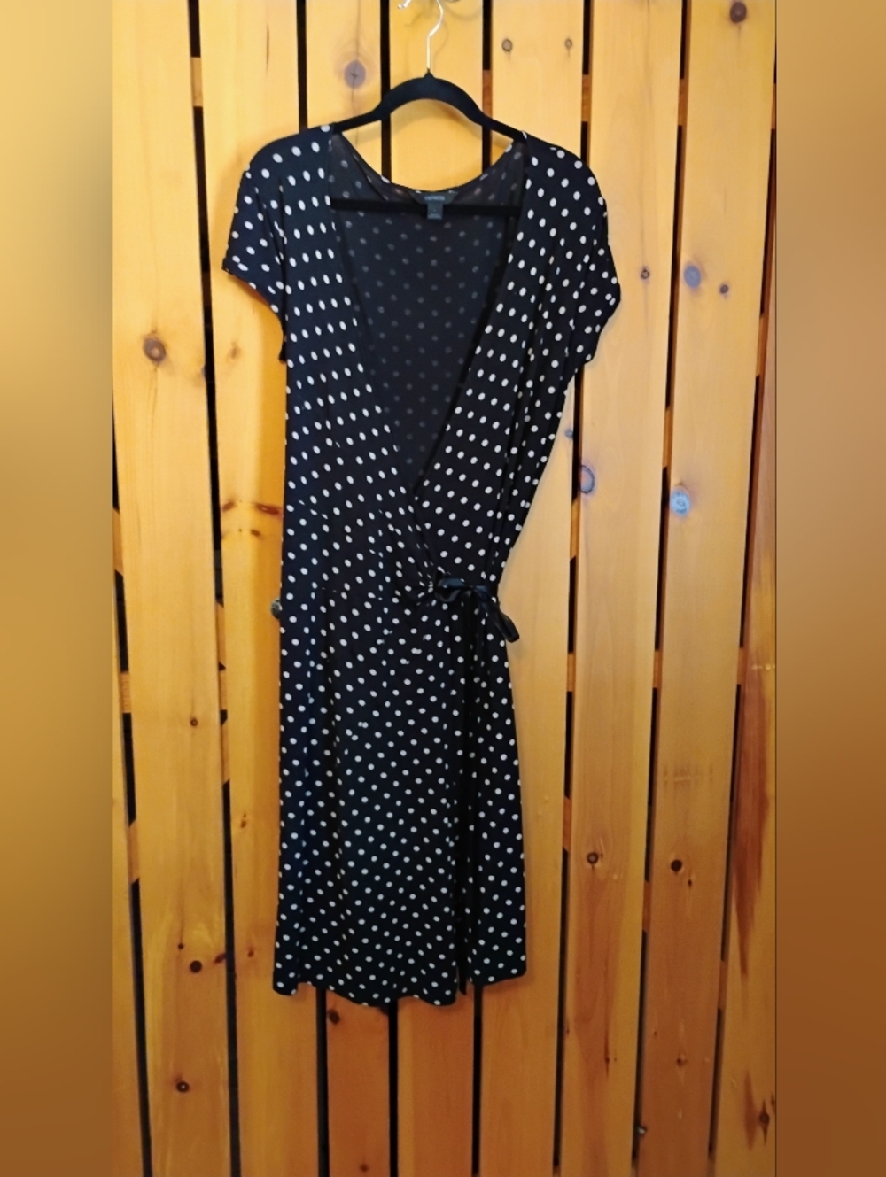 Express Black Polka Dot Wrap Midi Dress